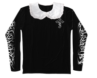 cross+collar long sleeve shirt - black