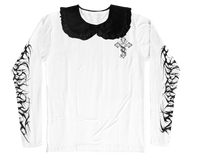 cross+collar long sleeve shirt - white